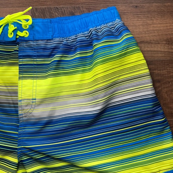 Nike Men's Cargo Swim Trunks Blue Yellow Pocket Lined Drawstring Surf Shorts XL - Picture 3 of 13